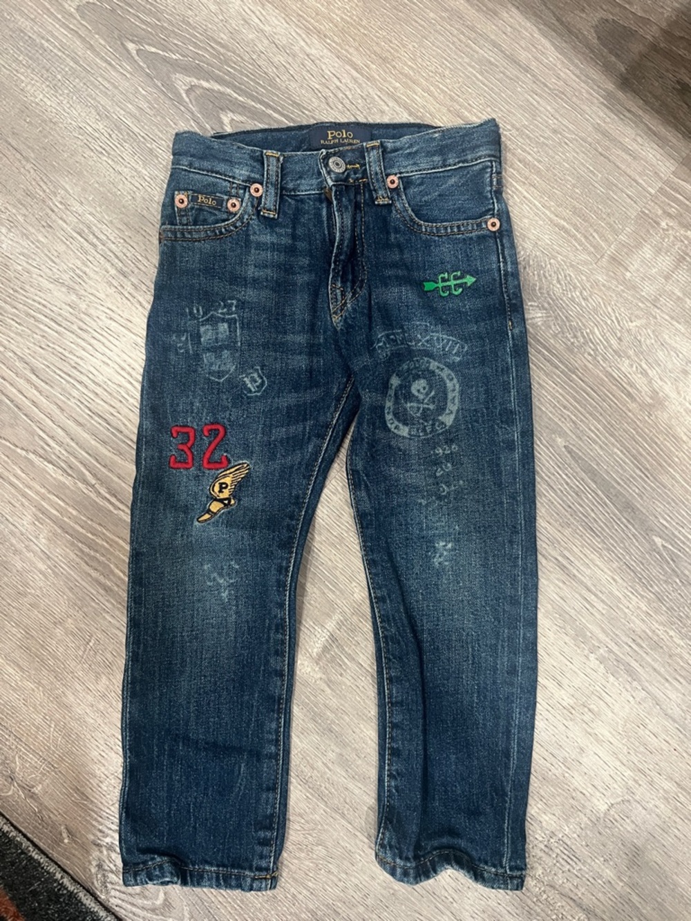 Polo by Ralph Lauren Men’s Dark Blue Embroidered Straight Jeans